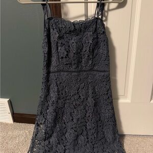 Abercrombie & Fitch Charcoal Blue Lace Midi Dress